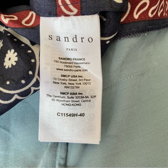 Sandro Blue Bandana Print Button Down Long Sleeve Blouse size large - Picture 7 of 9